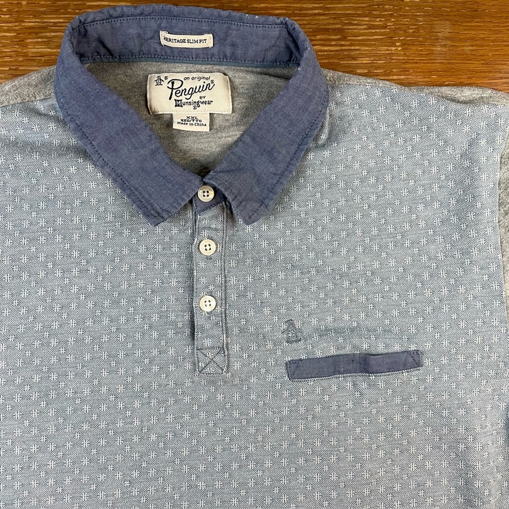 Original Penguin Munsingwear Golf Polo Shirt Men XXL Heritage Slim Fit Geometric